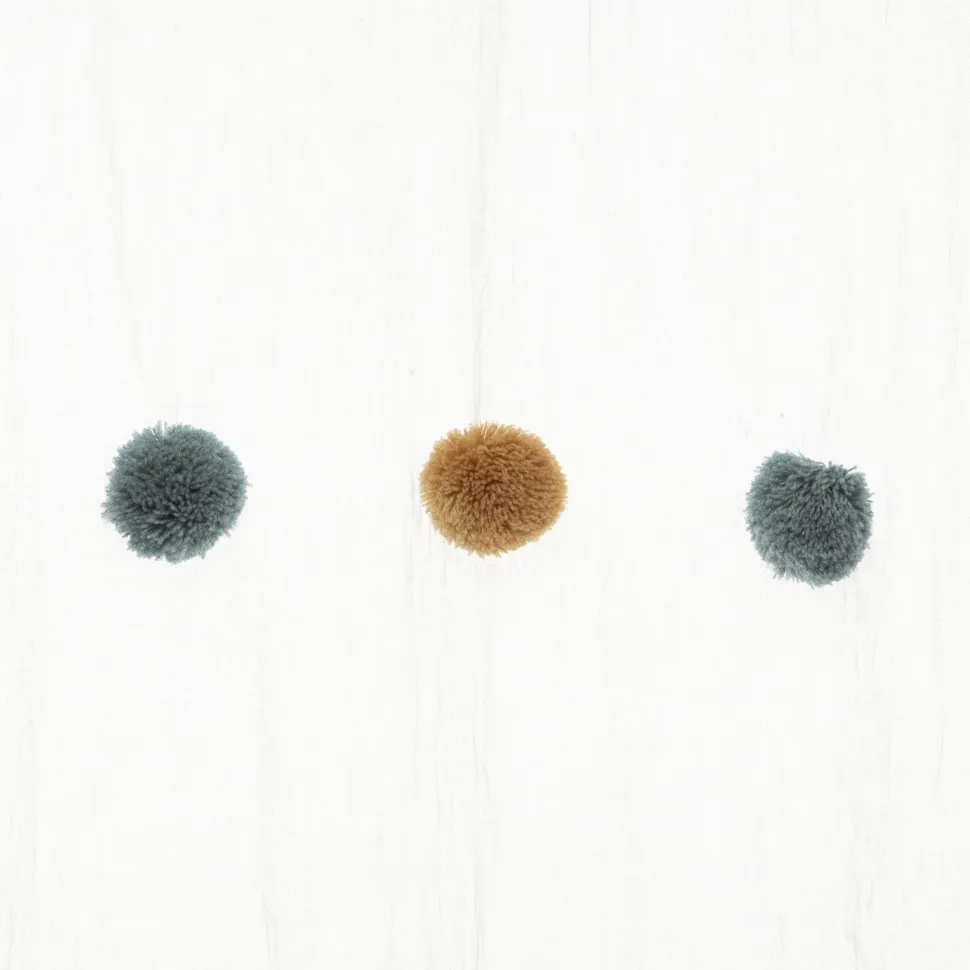 Atmosphera Voilage Pompons Bleu Ocre